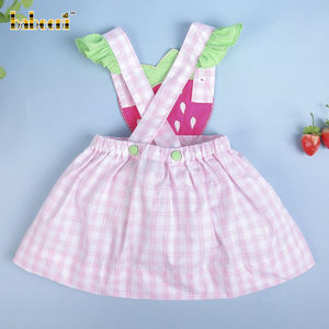 Robe smockée à la main pour bébé, produit personnalisé, broderie à appliquer aux fraises, sur mesure, OEM, BB2851, vente en gros - Product Image 5