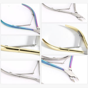 Pince à cuticules en acier inoxydable, recourbe-cuticules, pour coupe des cuticules, couleur arc-en-ciel, bon marché, prix de gros - Product Image 2