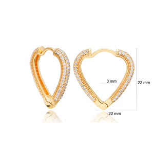 22 mm corazón delicado diseño de moda pendientes de aro turco de la joyería de la plata esterlina 925 al por mayor - Product Image 2