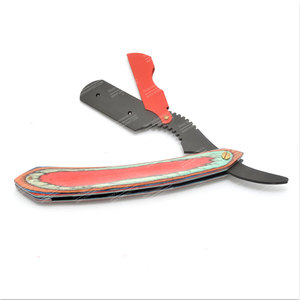 Maquinilla de afeitar de barbero de borde recto de madera negra y roja Cuchillo de afeitar de acero inoxidable con herramientas de extensión de cabello de material plástico - Product Image 2