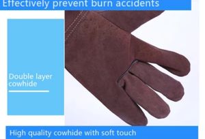 ถุงมือหนังวัวสำหรับงานเชื่อม,ถุงมือหนังฟอกฝาดสำหรับช่างเครื่องที่มีอุณหภูมิสูงถุงมือทำงาน Tig - Product Image 6