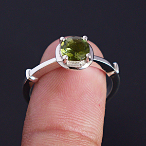Wholesale Dainty Handmade Sterling 925 New Arrival Solitaire <b>Ring</b> Natural Moldavite Diamond As Main <b>Stone</b> for Weddings - Product Image 6