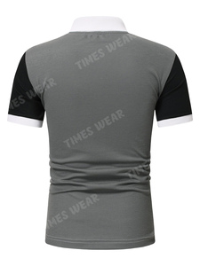 Personalizable de los hombres Casual cuarto Zip para Polo de alta calidad 100% algodón Jersey bordado impreso Logo Colorblock eslogan - Product Image 3