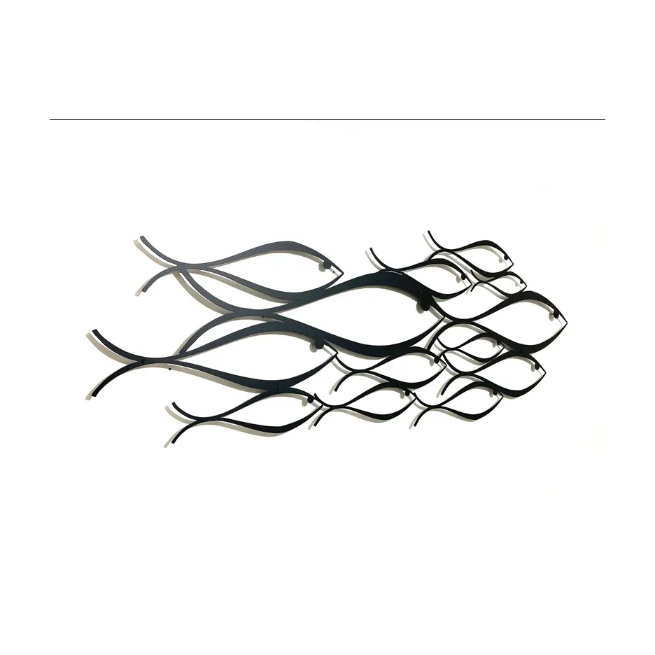 Высокое качество маленькая металлическая Рыба Группа Настенный декор в черном цвете для интерьера дома Настенный декор