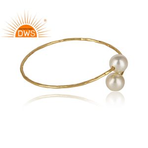 925เงินสเตอร์ลิงธรรมชาติมุกหินชุบทองกำไลข้อมือเงาสำหรับผู้หญิงผู้ผลิตเครื่องประดับ - Product Image 2