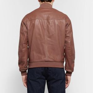 Leather Bomber <b>Jacket</b> Men's Leather <b>Jacket</b> Cowhide Sheepskin Stand Collar Multi-pockets Slim <b>Smart</b> Casual Motorcycle Coat - Product Image 2
