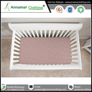 Nouvel arrivage de literie de bébé en mousseline de coton de couleur unie, drap-housse de lit de berceau imperméable de l'inde - Product Image 5