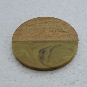 Forma redonda de madera y borde de resina en la periferia, posavasos para servir té de nuevo diseño, alfombrilla para vajilla de 4 piezas - Product Image 6