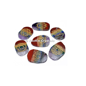 Engraved <b>chakra</b> Bonded slices <b>set</b> - Product Image 1