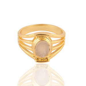 Zeva Jewels 6x8มม. ชุดแหวนคอลเล็ต9ชิ้นจากน้ำตาลขาวน้ำตาลดรูซี่ชุบทอง - Product Image 4