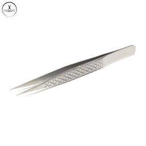 Pince à épiler d'extension de cils en acier inoxydable personnalisée de qualité professionnelle outil de faux sourcils couleur argent avec pointe pointue - Product Image 5