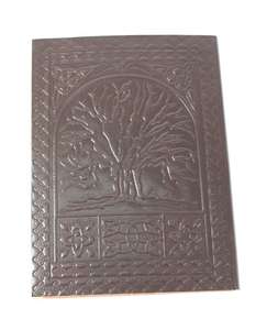 Handcrafted Handmade Recycled Cotton Paper With Tree of Life Vintage Embossed <b>Floral</b> Design Leather Journal - Product Image 4