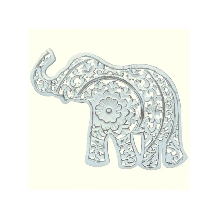 Panel de decoración de pared con forma de elefante antiguo blanco quemado hecho a mano para habitación de niños, Panel decorativo de madera para escuelas de juego, precio barato