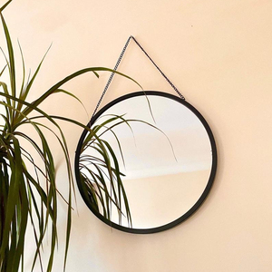 Espejo de Pared Redondo con Marco Negro, Diseño Minimalista, Vidrio Decorativo de 4.0 mm de Grosor - Product Image 1