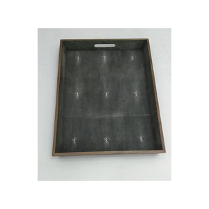 โมเดิร์นหรูหราสี่เหลี่ยมผืนผ้าตกแต่ง FAUX SHAGREEN ถาดขายส่งโต๊ะไม้ shagreen ถาดเสิร์ฟสําหรับโต๊ะกาแฟ - Product Image 3