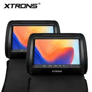 XTRONS 2 x 9英寸黑色头枕汽车监视器汽车DVD播放器，带触摸按钮/标清/USB汽车后座监视器
