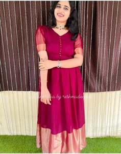 Nouvelle collection Western Golden Boarder Semi Georgette Full Inner avec Full par Royel Export - Product Image 4