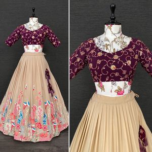 Georgette Lehenga con trabajo de secuencia completa para adultos Ropa de boda para mujeres Compras en línea de Surat India - Product Image 3