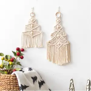 Tapeçaria de árvore de natal, decoração de algodão para casa, malha moderna de parede, macrame