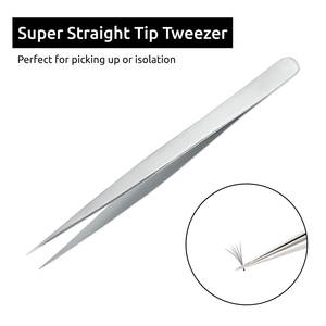 Pince à épiler pour cils en acier inoxydable de haute qualité, pointe droite et aiguisée, durable, réutilisable, option logo personnalisé, GEMSTONE Eyelash - Product Image 4