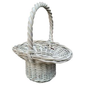 Handmade White Wicker Picnic <b>Basket</b> With Handle Eco Friendly Rattan Storage For Flower <b>Gift</b> Wedding Party Home Decoration Tray - Product Image 2