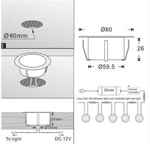 ชุดไฟ RGB 2W IP67พื้นไฟ LED ดาดฟ้า2W 6ชิ้นไฟวิ่งบนพื้น - Product Image 6