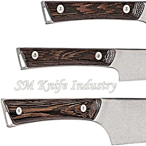 Custom Hand Made Damascus Kitchen Chef <b>Knife</b> DAMASCUS Steel Carbon Steel Sustainable Mix Color (smk2020) - Product Image 3