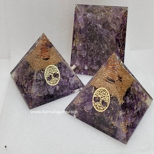 Améthyste Arbre de Vie Cristal Orgone Pyramide Pierre Semi-Précieuse Artisanat pour la Protection des CEM et la Guérison Reiki avec Cuivre Métal - Product Image 2