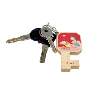 Wooden <b>Key</b> Ring Phone Holder Aries Zodiac Horoscope <b>Key</b> <b>Chain</b> Stand for Gift and Souvenir - Product Image 2