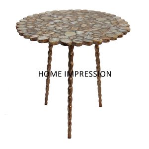 Juego de 2 arte moderno y artesanía encantadora más venta mesa de metal de latón indio esmalte negro superior lujo oro esquina mesas laterales - Product Image 3