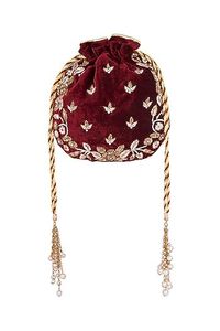 PARTY & <b>WEDDING</b> -for -POTLI BAGS FOR WITH---EMBELLISHED WITH CRYSTAL GLASS BEADS STONE PEARL , ZARDOZI WORK-2021 - Product Image 2