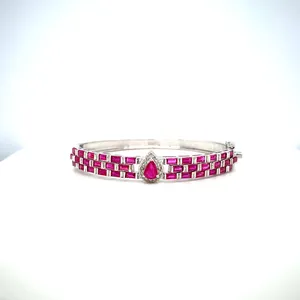 New Design Ruby Diamond Gemstone 925 Sterling Silver Handmade Tennis Bracelets Unisex Jewelry