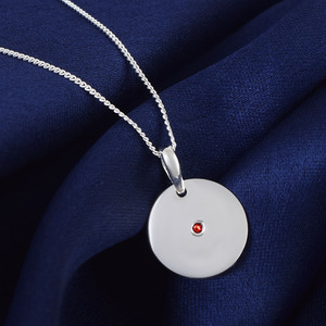 Breloque ronde en pierre de cornaline pur argent Sterling 925 pendentif chaîne collier bijoux fins vente en gros fabricant fournisseur - Product Image 4