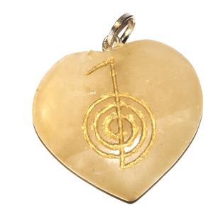 Colgante de piedra amarillo Aventure colgante en forma de corazón con grabado Cho Ku Rei símbolo Colgante de Piedra natural mayorista - Product Image 1