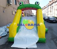 Toboggan gonflable grenouille multicolore personnalisé pour l'extérieur, château gonflable coloré certifié CE, garantie 2 ans avec souffleur