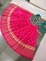 Harba — cafeta en soie avec broderie et paillettes, travail complet de couleur rose, lie henga avec dupata