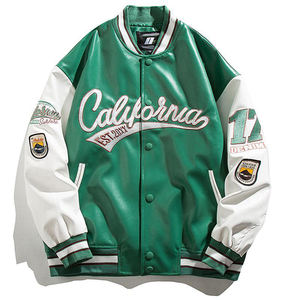 Nouvelle arrivée broderie personnalisée pur 100% cuir véritable hommes pas cher Letterman Varsity veste - Product Image 3