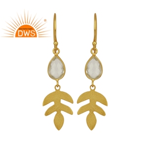 Magnifiques boucles d'oreilles pendantes en cristal de quartz DWS, argent sterling 925 plaqué or, style tendance, style indien, bijoux unisexes pour femmes - Product Image 1