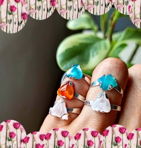 อัญมณีควอทซ์สีฟ้า925แหวนเงินเครื่องประดับเงินสเตอร์ลิงทำด้วยมือสุดฮิตเครื่องประดับฤดูร้อน - Product Image 2