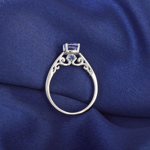 แหวนพลอยทรงกลมแทนซาไนต์ธรรมชาติที่มีสไตล์ไม่เหมือนใคร925สเตอร์ลิงเงินแข็งเครื่องประดับเพชรเม็ดเดี่ยวสีน้ำเงินสำหรับเธอ - Product Image 5