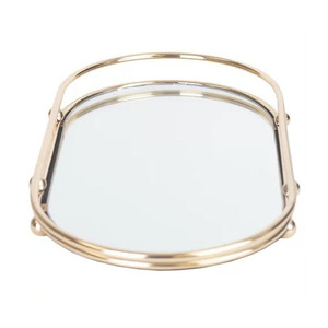 ถาดแก้วมีด้ามจับโลหะสีทอง,สไตล์ใหม่ถาดเสิร์ฟสำหรับตกแต่งหรูหราถาดเครื่องครัว - Product Image 4