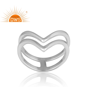 Heart Fine 925 Sterling Silver Stackable <b>Ring</b> Jewelry Double Band Statement <b>Ring</b> Custom Jewelry Wholesaler - Product Image 2