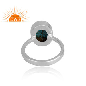 ธรรมชาติทองแดงพลอยสีเขียวขุ่นผู้หญิงคำสั่งแหวนรูปไข่ตัด925แหวนหมั้นเงินเครื่องประดับผู้ค้าส่ง - Product Image 4