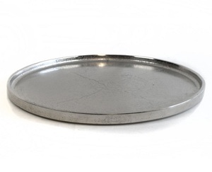 Bandeja metálica simple, moderna, redonda, con acabado plateado, para uso en cocina y catering, para servir bocadillos, comida, pasta, pastel, postre. - Product Image 1