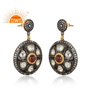 Pendiente de turmalina Rosa Natural, pendiente colgante chapado en rodio para mujer, regalo para ella, joyería de plata - Product Image 2