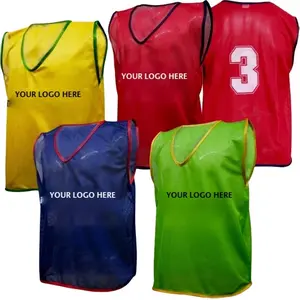 Alta Qualidade de Futebol Pinnies Bibs Esportes Colete Formação CORES PADRÃO Respirável Malha De Poliéster LOGOTIPO PERSONALIZADO & NÚMERO de IMPRESSÕES