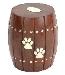 Wooden Pet Cremation Urn Paw Print Design Brown Wood Ashes Urn <b>Memorial</b> <b>Keepsake</b> Funeral Urn for Dog Cat Burial Container - Product Image 1