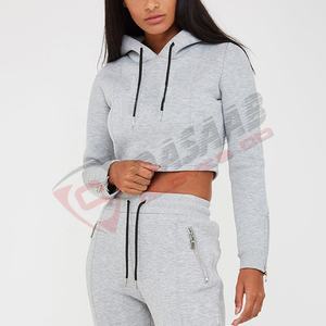 Sweat à capuche en coton patchwork gris-blanc pour femmes Sweat à capuche surdimensionné pour entraînement Gym respirant et pas cher pour l'été hiver - Product Image 5
