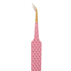 Pinzas en ángulo de 45 grados profesionales Color rosa brillante con punta dorada Material de acero inoxidable Tipo de Punta puntiaguda - Product Image 2