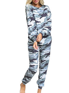 Ensemble de survêtement en molleton à imprimé camouflage pour femmes, ensemble de jogging décontracté pour adultes, haut court à imprimé camouflage, ensemble de yoga et de fitness - Product Image 6